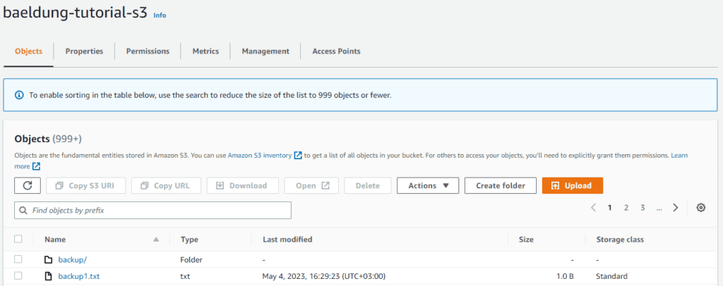 S3 Objects with common prefix